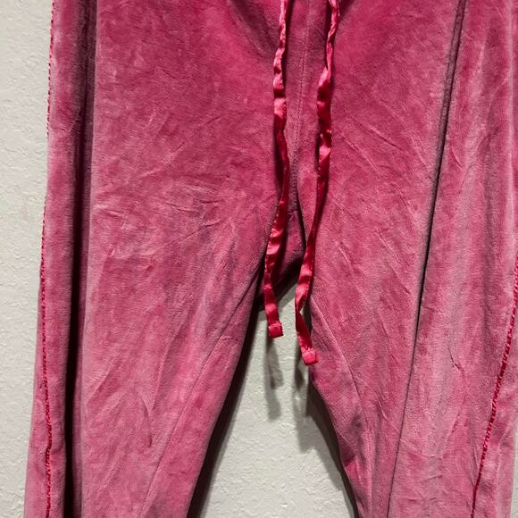 Vintage 90s/Y2K Pink velvet velour sweatpants with drawstring waist - Picture 3 of 8